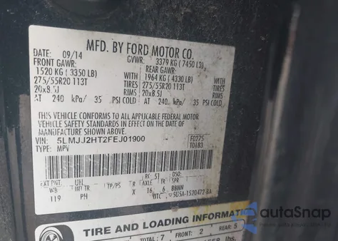 2015 Lincoln Navigator from USA, damaged, VIN 5LMJJ2HT2FEJ01900